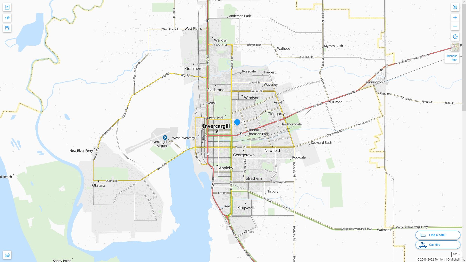 invercargill Nouvelle Zelande Autoroute et carte routiere